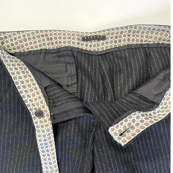 Y2K Sisley Black Pin Stripe Wool Bell Bottom Low Rise Pants Women Size 42 / 8 US - Picture 7 of 11